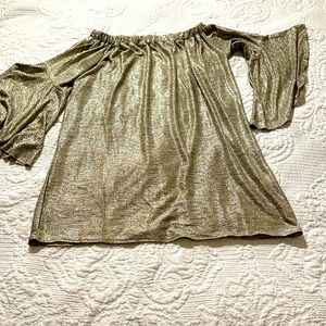 Bell sleeve Gold mini dress